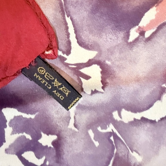 Floral Red and Purple Silk Scarf by Paloma Picasso - Picture 13 of 14